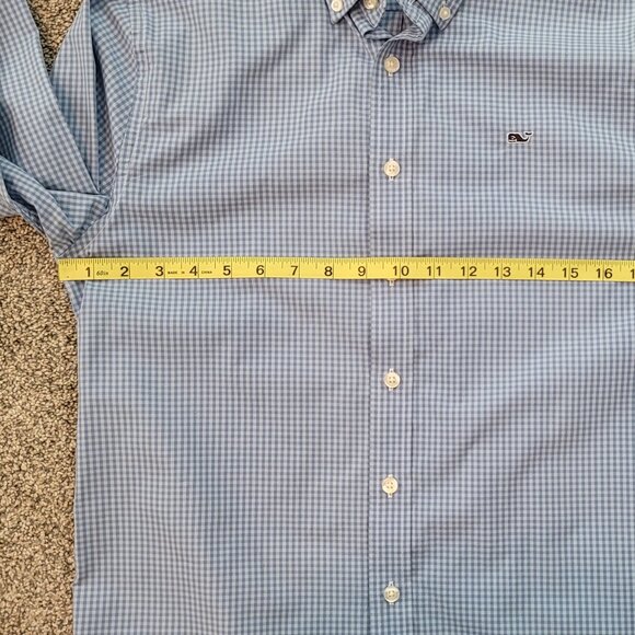 Boys Vineyard Vines Blue Checked Button Down Whale Shirt  X-Large 18 - Picture 4 of 8